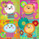 Bonjour joyeux avec des animaux colorés